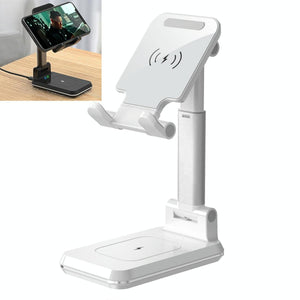 Portable 2 In 1 Wireless Charging Stand Double Charge - White