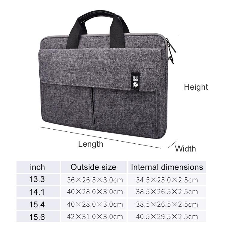 15.4 Inch Laptop Carrying Bag with Shoulder Strap - Handheld Briefcase Style - Grey