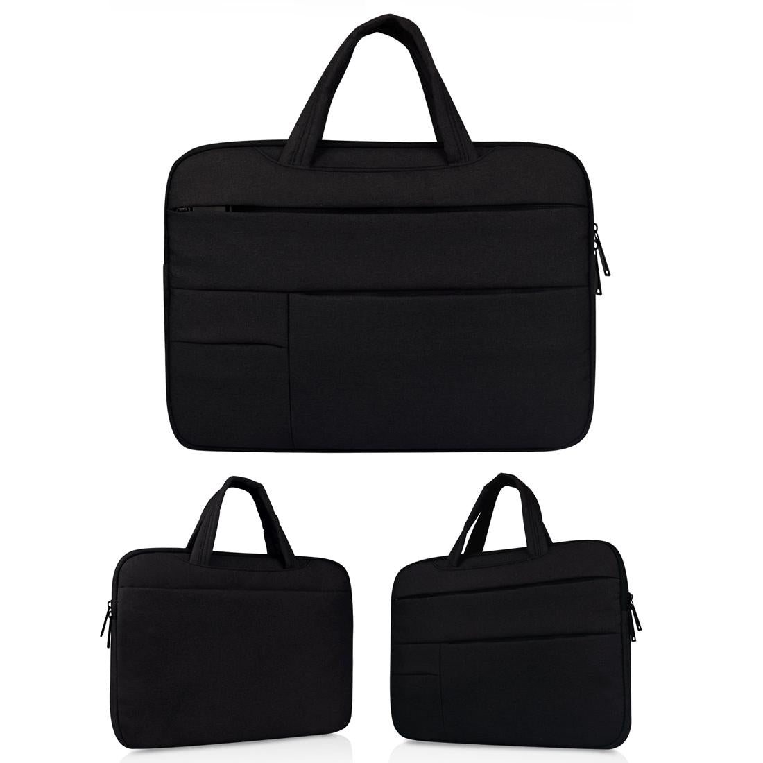 15.6 Inch Laptop Tablet Bag with Multiple Pockets and Soft Oxford Cloth Handle - Black