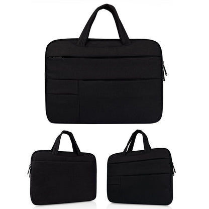 15.6 Inch Laptop Tablet Bag with Multiple Pockets and Soft Oxford Cloth Handle - Black