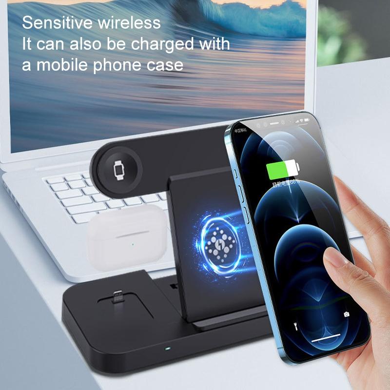 6 In 1 Foldable Vertical Wireless Charger - Black