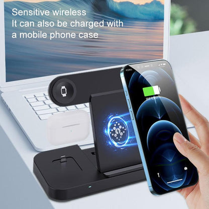 6 In 1 Foldable Vertical Wireless Charger - Black