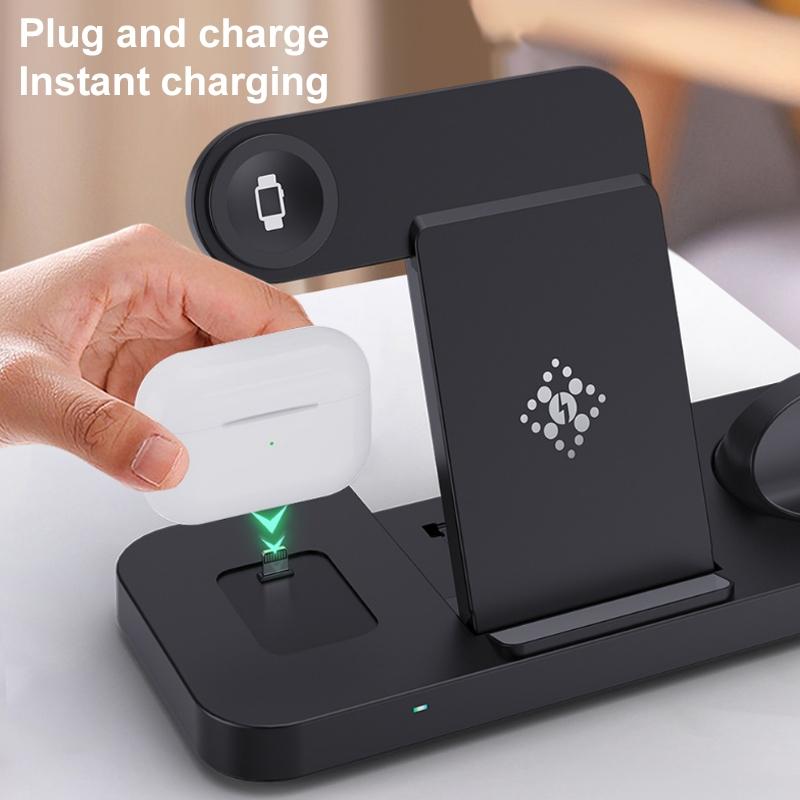 6 In 1 Foldable Vertical Wireless Charger - Black