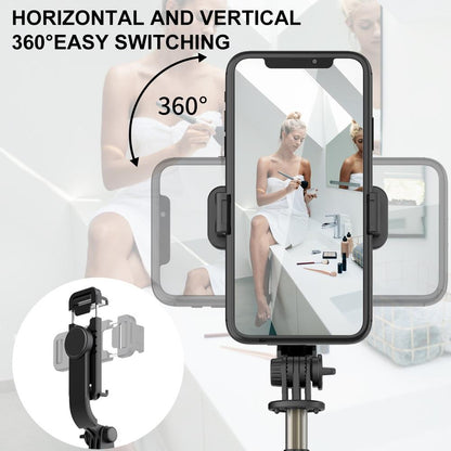 Bluetooth Remote Selfie Stick with Tripod and Phone Holder - Black