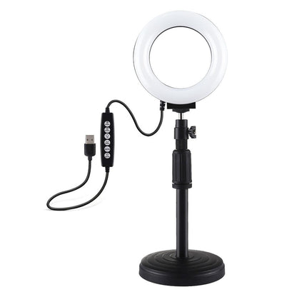 Curved Surface Ring Light with Usb 10 Modes 8 Colour Rgbw Cold Shoe Tripod Black