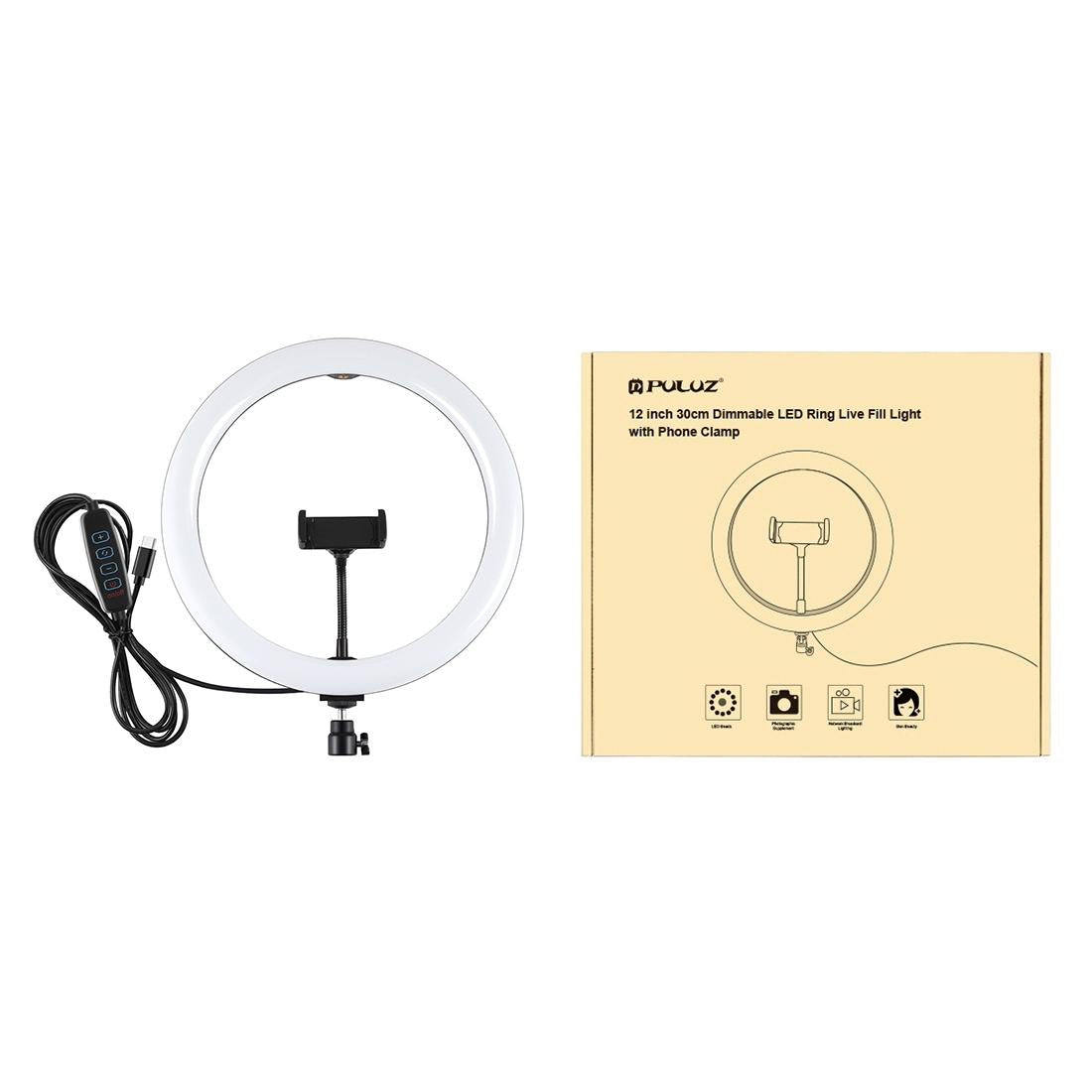 11.8 Dual Colour Led Ring Light with Phone Clamp - 3 Modes