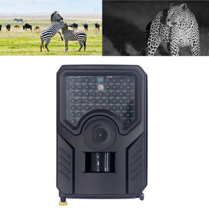 12Mp 1080P Hd Infrared Hunting Trail Camera With 120 Degree Wide Angle Lens And Ip56 Waterproof Design - Supports Tf Card Pir Distance 10-15M - Black