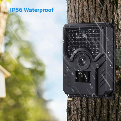 12Mp 1080P Hd Infrared Hunting Trail Camera With 120 Degree Wide Angle Lens And Ip56 Waterproof Design - Supports Tf Card Pir Distance 10-15M - Black