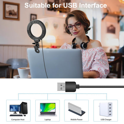 Usb Ring Selfie Light with Dual Colour Temperature and 3 Modes - 4.7 Inch