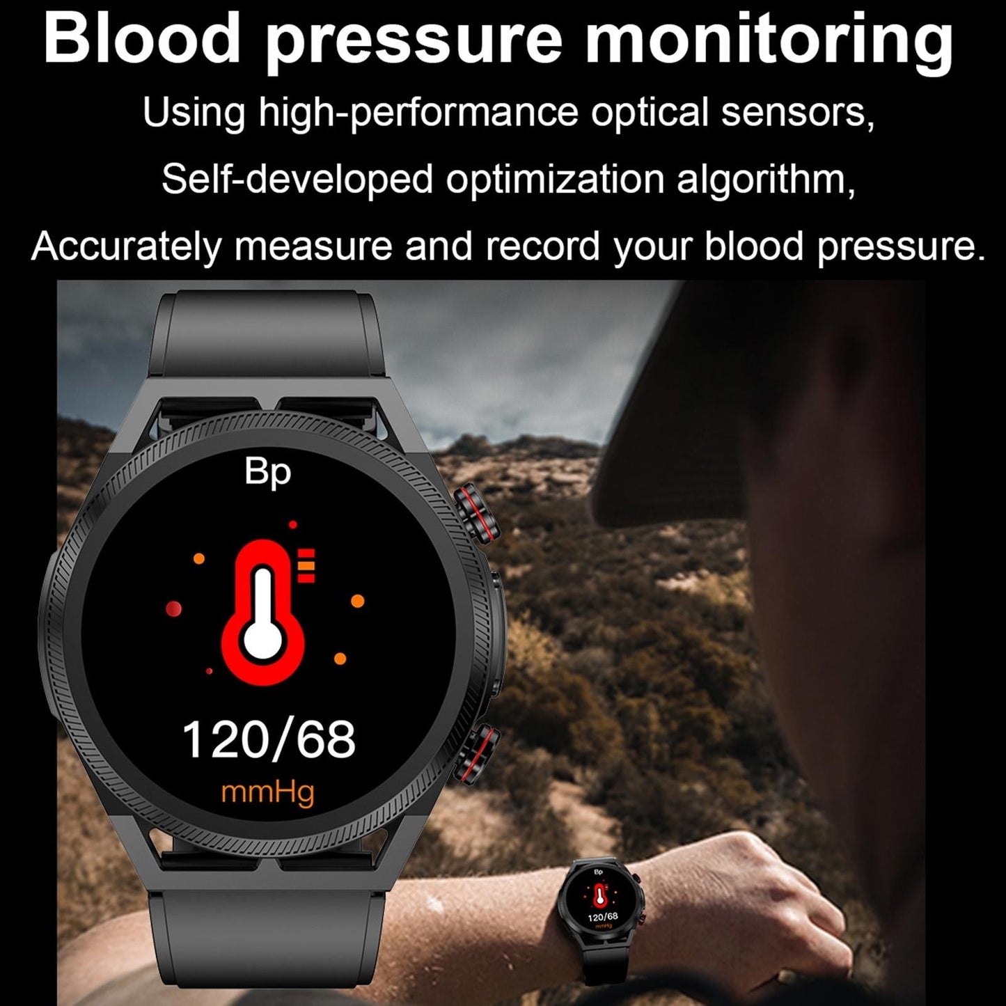 1.39 Inch Ips Screen Ip67 Waterproof Leather Band Smart Watch Support Body Temperature Monitoring / Ecg - Black