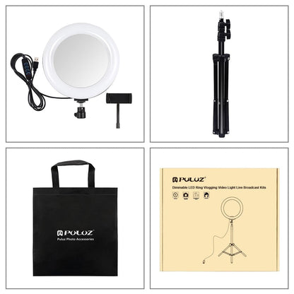 7.9 Mirror Light with Tripod & Usb 3 Modes Dual Colour Curved Ring Light for Vlogging Selfie Photography Video Phone Clamp - Black