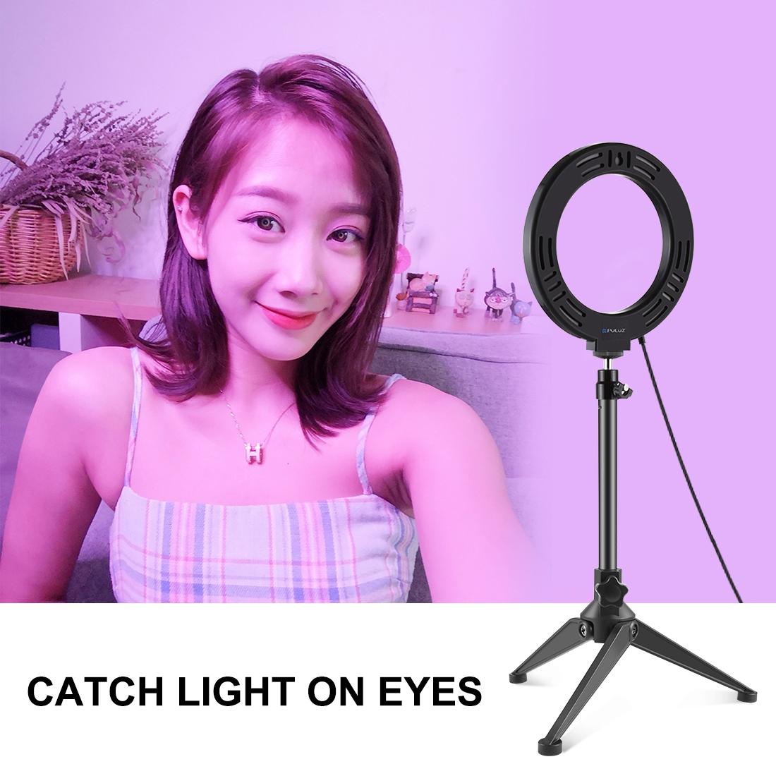 6.2 Usb Led Ring Light with 10 Modes & Desktop Tripod Mount - Black