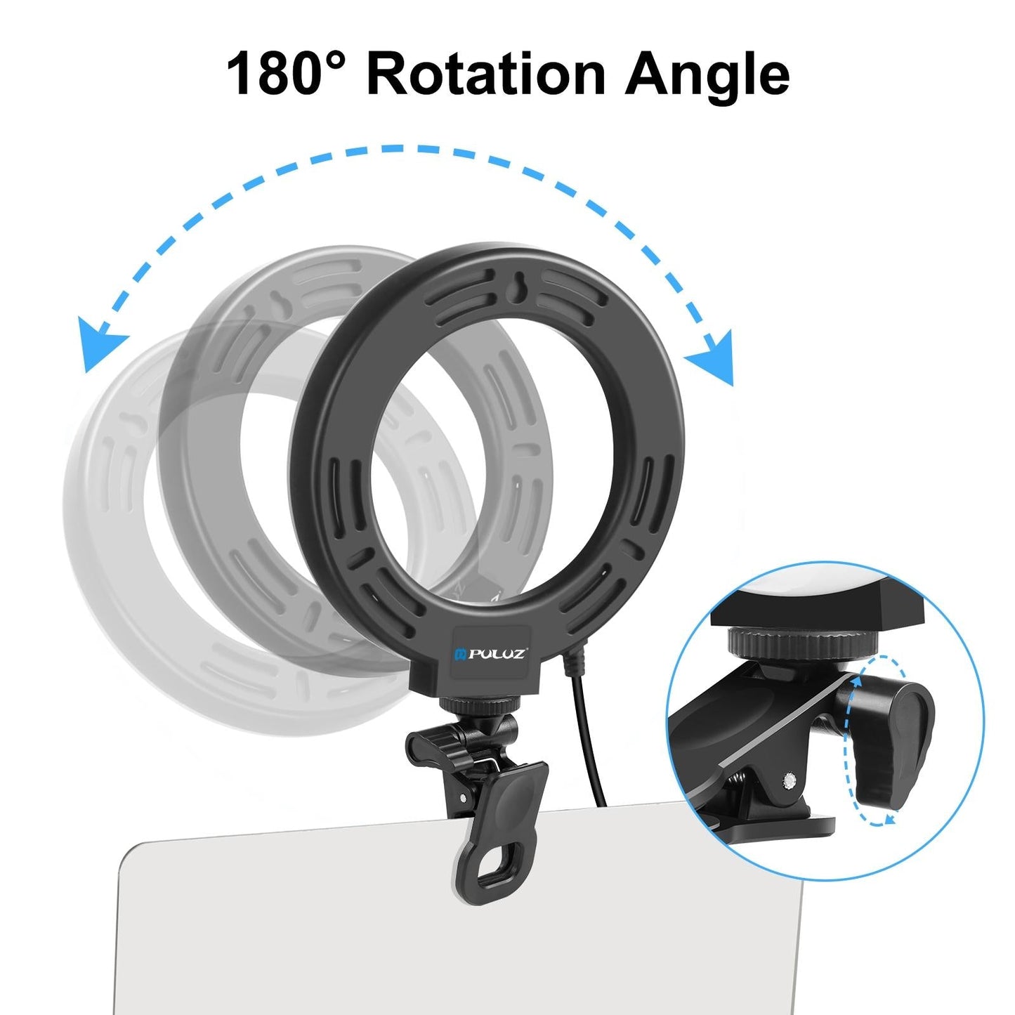 6.2 Dual-colour Ring Light with Usb 3 Modes Monitor Clip - Black