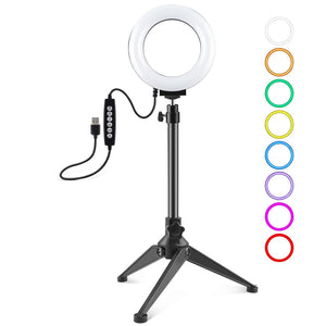 10 Mode Usb Led Ring Light with Tripod Mount and Cold Shoe Ball Head - 4.7 Inch Diameter
