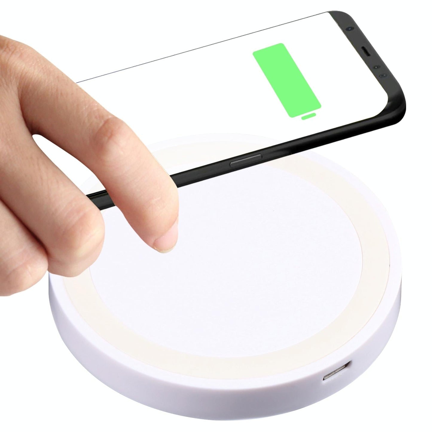 Universal 5W Round Wireless Charger - White + Black