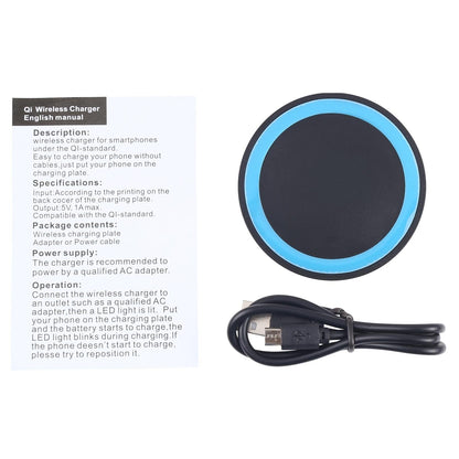 Universal 5W Round Wireless Charger - White + Black