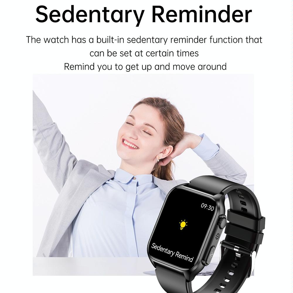 1.96 Inch Ip67 Waterproof Silicone Band Smart Watch Supports Ecg / Remote Families Care / Bluetooth Call / Body Temperature Monitoring - Blue