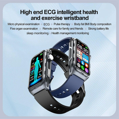 Waterproof Ecg Smart Watch For Health Monitoring - Ip68 - Blue