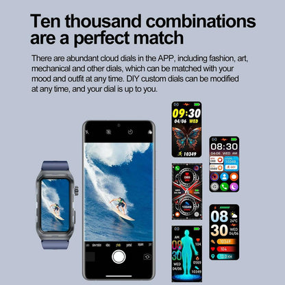 Waterproof Ecg Smart Watch For Health Monitoring - Ip68 - Blue