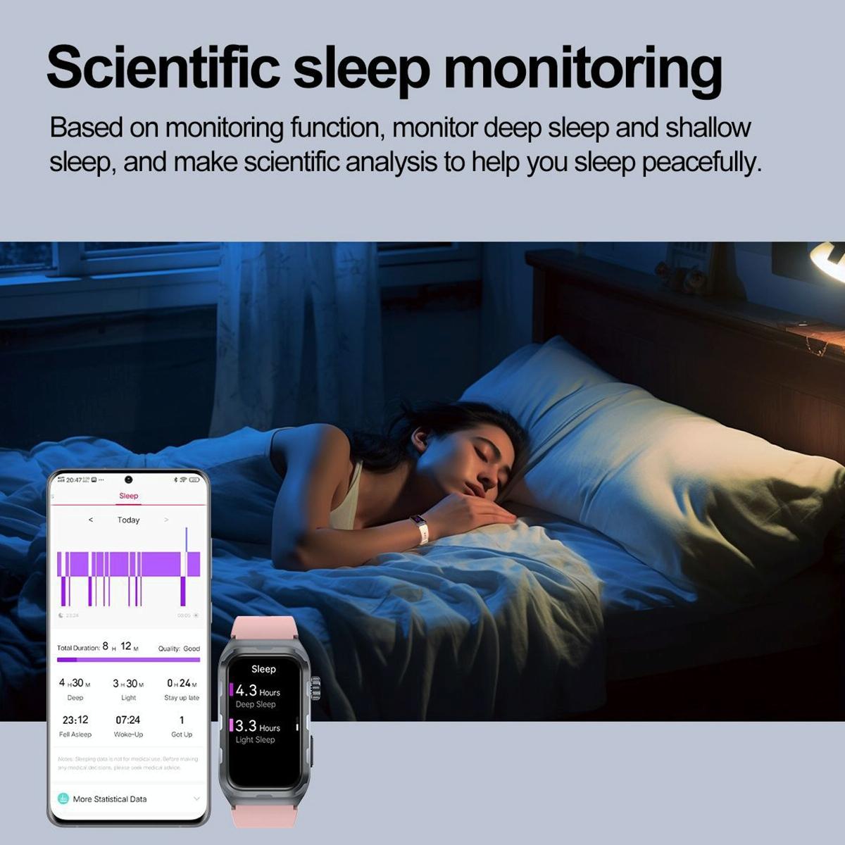 Waterproof Ecg Smart Watch For Health Monitoring - Ip68 - Blue