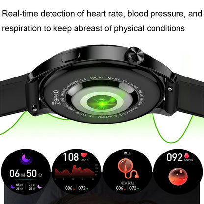 1.32 Inch Heart Rate Detection Smart Watch - Black + Leather