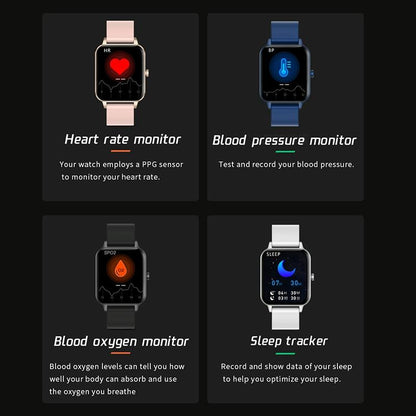 1.69 Inch Ips Touch Screen Ip68 Waterproof Smart Watch Support Sleep Monitoring / Heart Rate Monitoring / Bluetooth Call / Body Temperature Monitoring - Blue