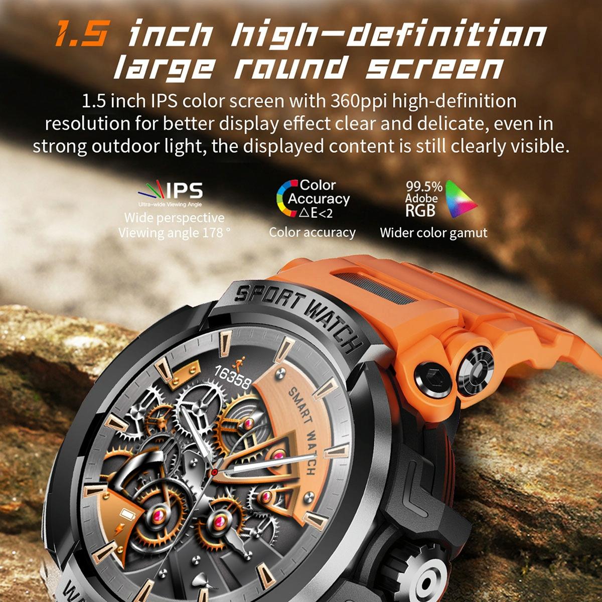 1.5 Inch Colour Screen Bluetooth Smart Watch Health & Sports Monitoring - Orange