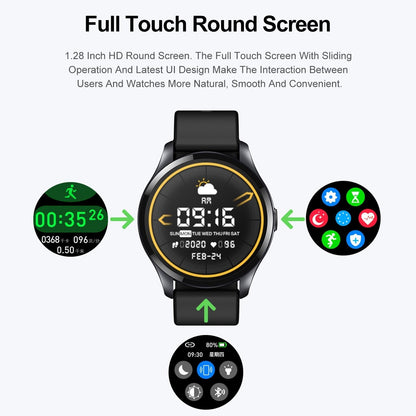 1.28 Inch Tft Colour Screen Ip67 Waterproof Smart Watch Support Body Temperature Monitoring / Sleep Monitoring / Heart Rate Monitoring - Black