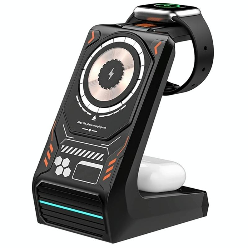 3 In 1 Wireless Charger For Mobile Phone And Earphones - Grey