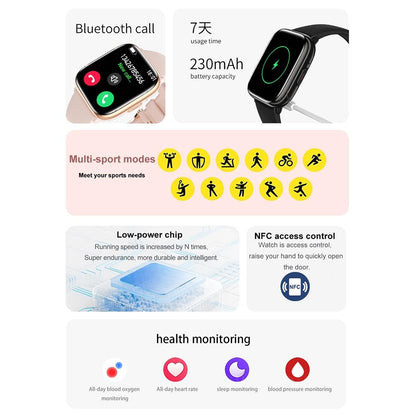 Waterproof Smart Watch With Blood Oxygen Monitoring - Ip68 - Green