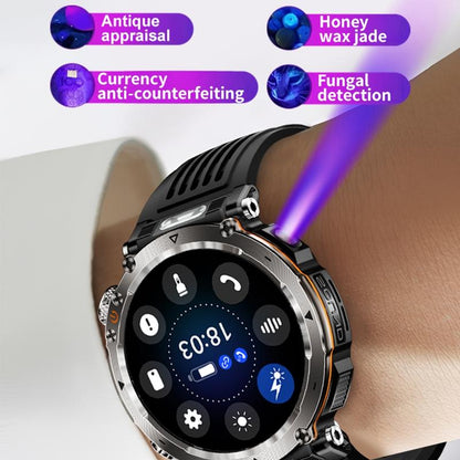 Waterproof Smart Watch With Flashlight And Compass - 1 Inch - Blue