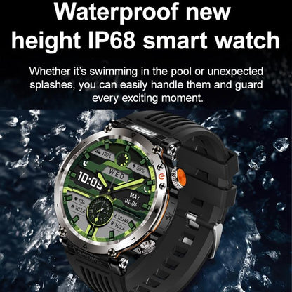 Waterproof Smart Watch With Flashlight And Compass - 1 Inch - Blue