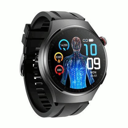 1.43 Inch Amoled Ip67 Smart Call Watch Support Ecg / Body Temperature / Blood Glucose Monitoring - Black