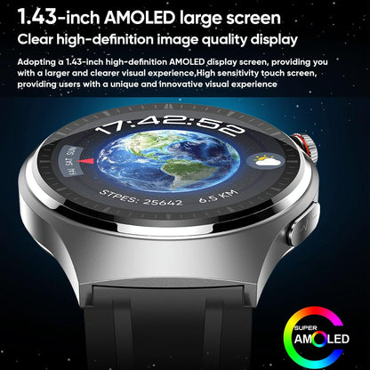 1.43 Inch Amoled Ip67 Smart Call Watch Support Ecg / Body Temperature / Blood Glucose Monitoring - Black