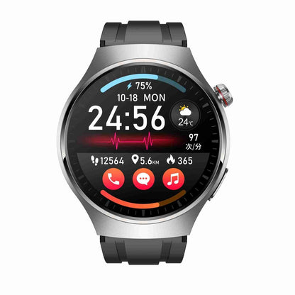 1.43 Inch Amoled Ip67 Smart Call Watch Support Ecg / Body Temperature / Blood Glucose Monitoring - Black