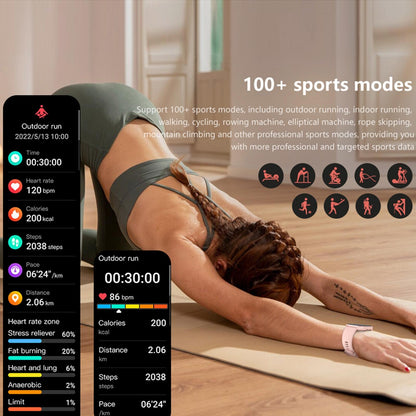 1.83 Inch Bt5.2 Smart Sport Watch Support Bluetooth Call / Sleep / Blood Sugar / Blood Oxygen / Heart Rate / Blood Pressure Health Monitor - White