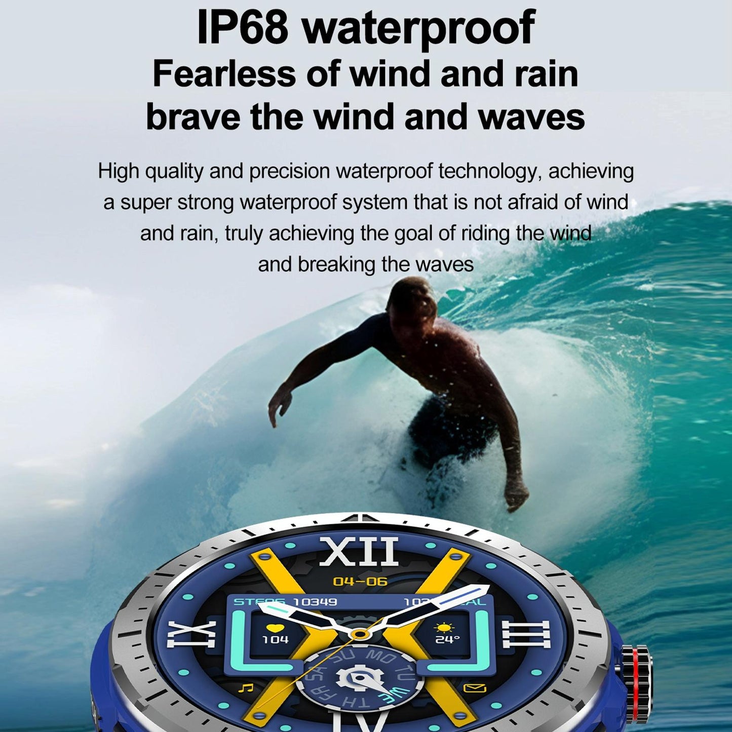 1.43 Inch Bt5.3 Ip68 Sport Smart Watch Support Bluetooth Call / Message Notification / Heart Rate / Blood Pressure Health Monitor - Blue