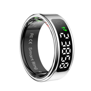 Smart Ring Heart Rate Blood Oxygen Sleep Sports Size 10 - Silver