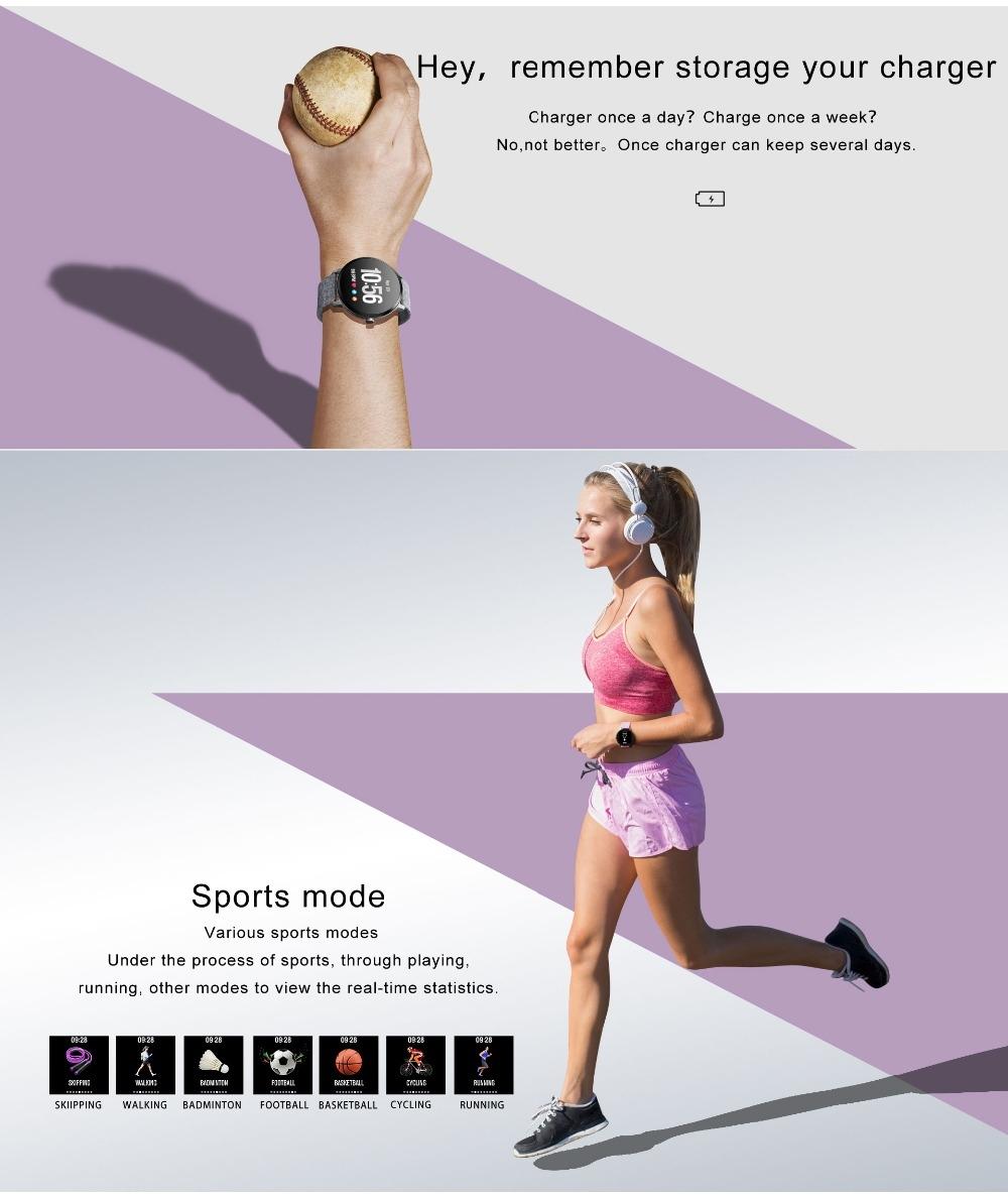 Real-Time Heart Rate Blood Pressure Monitor Multi-Sport Mode Breathing Light Smart Watch For Android Ios Phone Pink Silicone