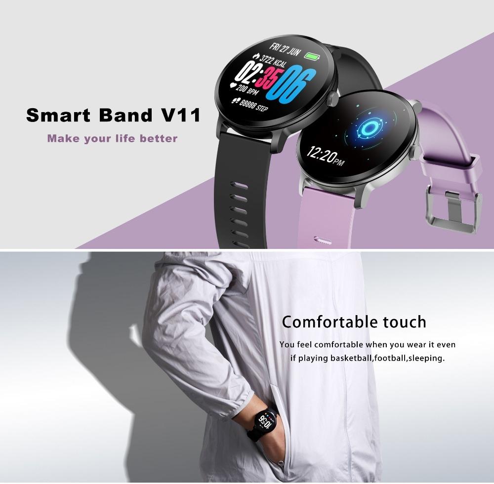 Real-Time Heart Rate Blood Pressure Monitor Multi-Sport Mode Breathing Light Smart Watch For Android Ios Phone Pink Silicone
