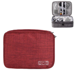 5-inch Digital Earphone Storage Bag - Multifunctional - Wine Red
