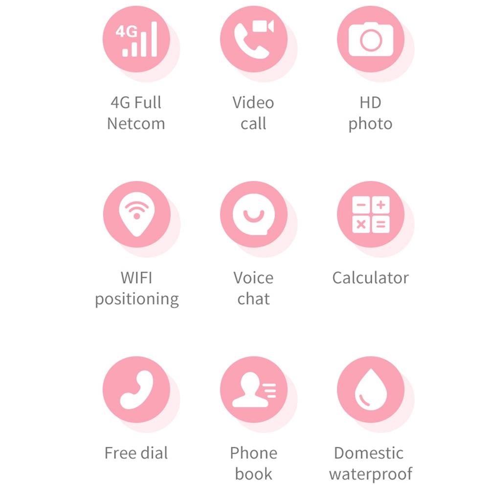 1.44 Inch 4G Video Call Waterproof Smart Children Phone Watch With Sos Function - Pink