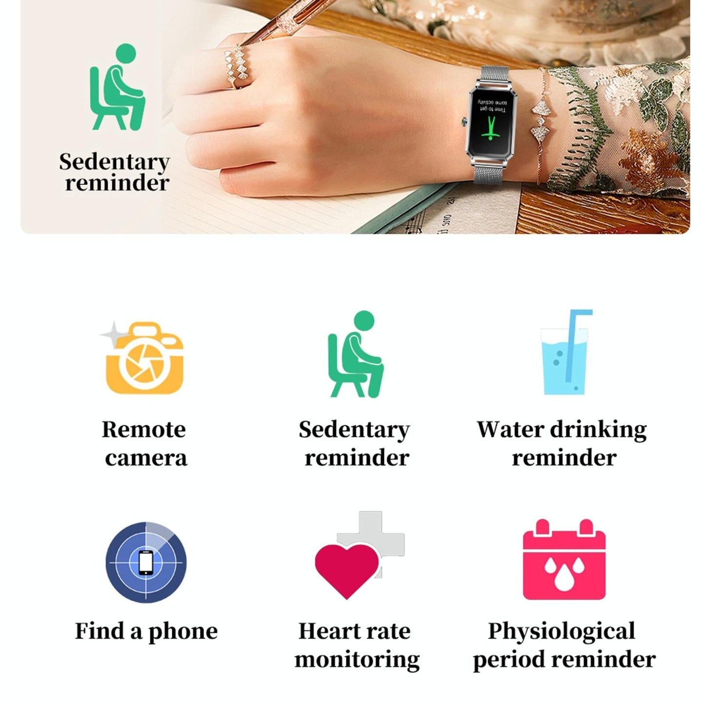 1.13 Inch Women's Smart Watch With Colour Screen & Health Tracking - Silver