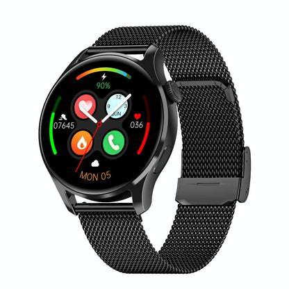 1.32 Inch Heart Rate Monitoring Smart Watch With Payment Function - Black Leather