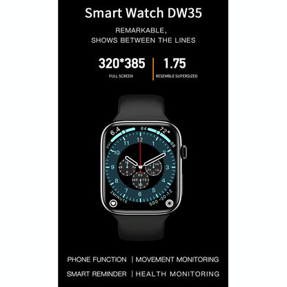 1.75 Inch Full Screen Ip67 Waterproof Smart Watch Support Sleep Monitor / Heart Rate Monitor / Bluetooth Call - Black