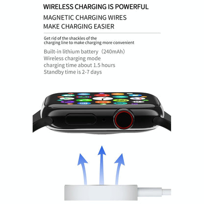 1.75 Inch Full Screen Ip67 Waterproof Smart Watch Support Sleep Monitor / Heart Rate Monitor / Bluetooth Call - Black