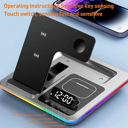 15W 5 In 1 Foldable Wireless Charger Stand - Silver