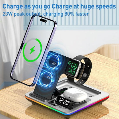 15W 5 In 1 Foldable Wireless Charger Stand - Silver