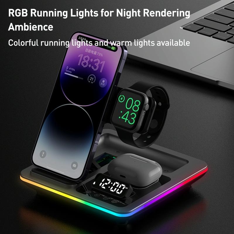 15W 5 In 1 Foldable Wireless Charger Stand - Silver