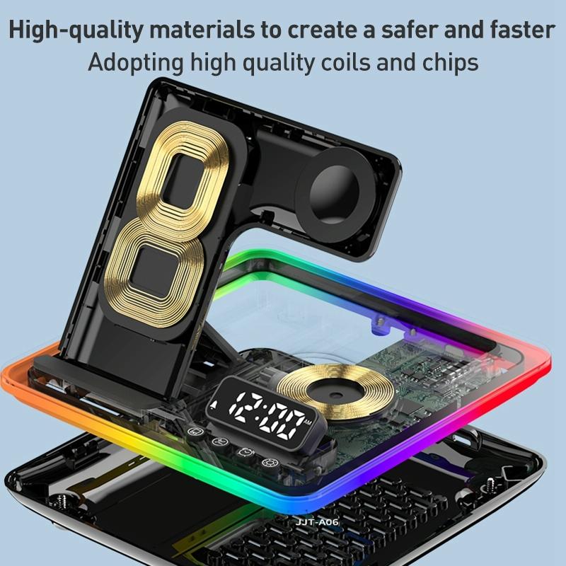 15W 5 In 1 Foldable Wireless Charger Stand - Silver